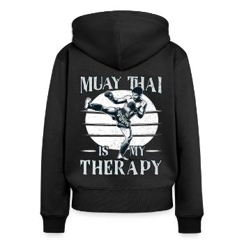 Muay Thai Boxing, Thai Boxer, Thai Boxing - Frauen Premium Bio Zip Hoodie - Schwarz - Hinten - Julia (174cm)