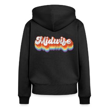 Nurse Midwife Birth Worker Retro - Frauen Premium Bio Zip Hoodie - Schwarz - Hinten - Julia (174cm)