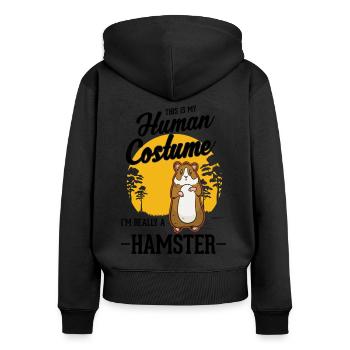 Hamster Kostüm Hamsterrad Goldhamster - Frauen Premium Bio Zip Hoodie - Schwarz - Hinten - Julia (174cm)