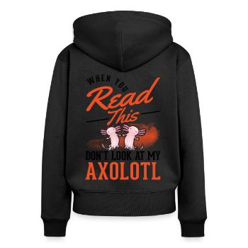Axolotl cadeau amphibien axolotl - Sweat à capuche zippé Premium bio Femme - noir - Dos - Julia (174cm)