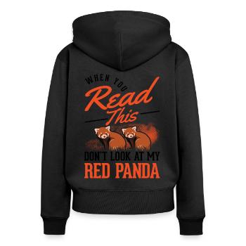 Roter Panda Geschenk Red Panda - Frauen Premium Bio Zip Hoodie - Schwarz - Hinten - Julia (174cm)
