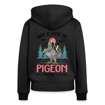 Pigeons Home Pigeon Eleveur de pigeons Eleveur de pigeons - Sweat à capuche zippé Premium bio Femme - noir - Dos - Julia (174cm)
