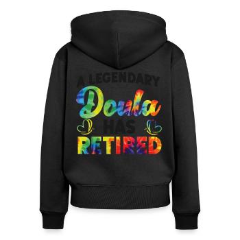 Doula Naissance Travailleur Retraite A - Sweat à capuche zippé Premium bio Femme - noir - Dos - Julia (174cm)