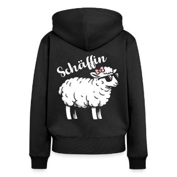 Chef Chefin Schaf Geschenk Schäfin Spruch - Frauen Premium Bio Zip Hoodie - Schwarz - Hinten - Julia (174cm)