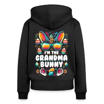 Je suis la grand-mère lapin - Sweat à capuche zippé Premium bio Femme - noir - Dos - Julia (174cm)