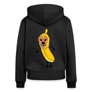 Lucha Libre Banane Luchador Lutte - Sweat à capuche zippé Premium bio Femme - noir - Dos - Julia (174cm)