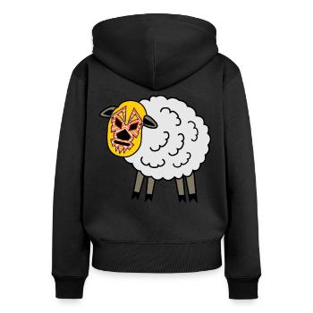 Lucha Libre Lutte Moutonne - Sweat à capuche zippé Premium bio Femme - noir - Dos - Julia (174cm)