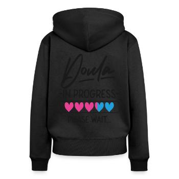 Doula Travailleuse à la naissance Doula étudiante - Sweat à capuche zippé Premium bio Femme - noir - Dos - Julia (174cm)