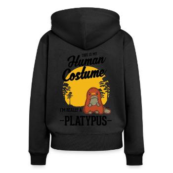 Schnabeltier Human Costume Halloween - Frauen Premium Bio Zip Hoodie - Schwarz - Hinten - Julia (174cm)