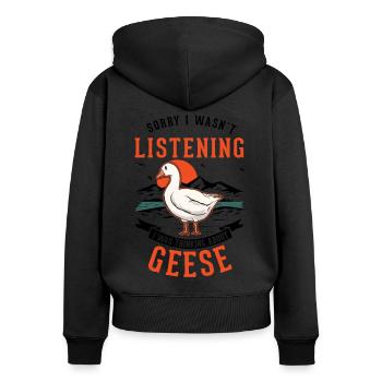 Geese Gift Goose Breeder Goose - Women's Premium Organic Zip Hoodie - black - Back - Julia (174cm)
