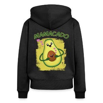 Avocado Funny Saying Mamacado - Women's Premium Organic Zip Hoodie - black - Back - Julia (174cm)