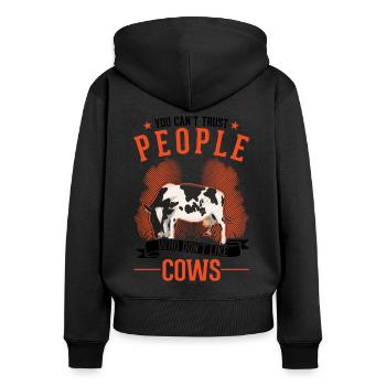 Cow Farmer Cattle Breeder Farmer Cows - Women's Premium Organic Zip Hoodie - black - Back - Julia (174cm)