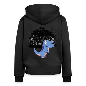 Jungle Time Stone Age Fantasy Dino Kids - Women's Premium Organic Zip Hoodie - black - Back - Julia (174cm)