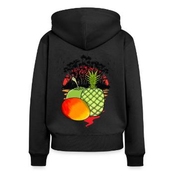 Caraïbes, Île, Fruits, Fruits, Vitamines, Été, Fruit - Sweat à capuche zippé Premium bio Femme - noir - Dos - Julia (174cm)