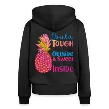 Doula Travailleuse à la naissance Doula ananas - Sweat à capuche zippé Premium bio Femme - noir - Dos - Julia (174cm)