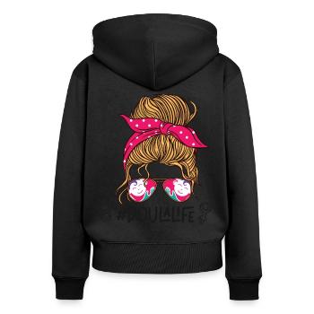 Doula Birth Worker Sunglasses - Frauen Premium Bio Zip Hoodie - Schwarz - Hinten - Julia (174cm)