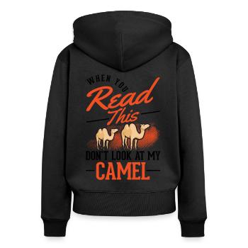 Camel Gift Dromedary Camel Large Camel - Women's Premium Organic Zip Hoodie - black - Back - Julia (174cm)