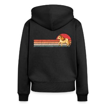 Poney Shetland Rétro - Sweat à capuche zippé Premium bio Femme - noir - Dos - Julia (174cm)