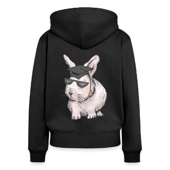 Gelehrter Hase Lehrer Berufe Studium Abi Abschluss - Frauen Premium Bio Zip Hoodie - Schwarz - Hinten - Julia (174cm)