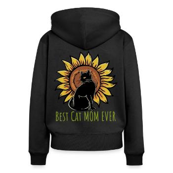 Best Cat Mom Ever - Women's Premium Organic Zip Hoodie - black - Back - Julia (174cm)