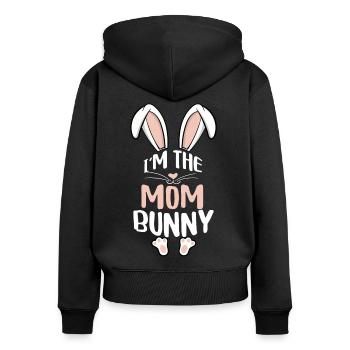 I'm The Mom Bunny - Frauen Premium Bio Zip Hoodie - Schwarz - Hinten - Julia (174cm)
