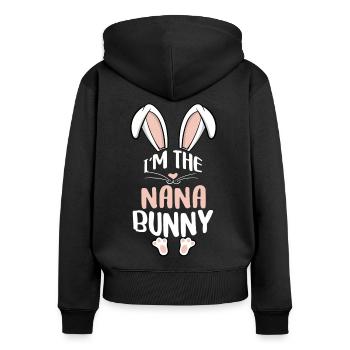 Je suis le lapin Nana - Sweat à capuche zippé Premium bio Femme - noir - Dos - Julia (174cm)