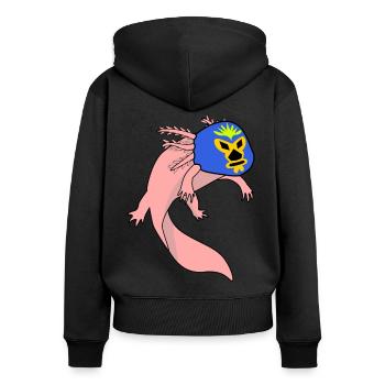 Lucha Libre Axolotl Luchador - Sweat à capuche zippé Premium bio Femme - noir - Dos - Julia (174cm)