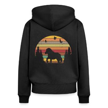 Poney Shetland Rétro - Sweat à capuche zippé Premium bio Femme - noir - Dos - Julia (174cm)