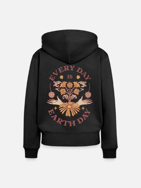 Every Day Is Earth Day - Frauen Premium Bio Zip Hoodie - Schwarz