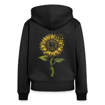 Maman caniche - Sweat à capuche zippé Premium bio Femme - noir - Dos - Julia (174cm)