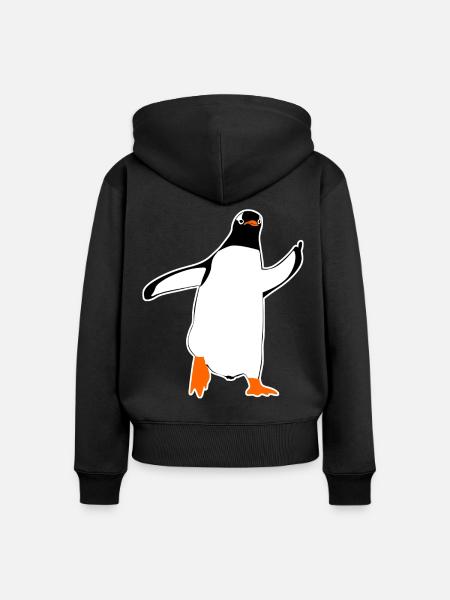 Penguin Finger Penguins - Frauen Premium Bio Zip Hoodie - Schwarz