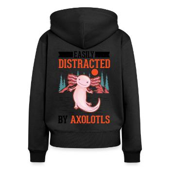 Facilement distrait par les axolotls Amphibien à queue - Sweat à capuche zippé Premium bio Femme - noir - Dos - Julia (174cm)