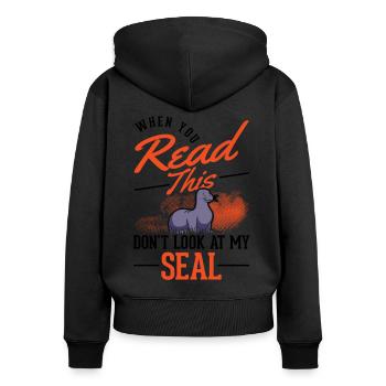 Seal Gift Seal Sea Lion - Women's Premium Organic Zip Hoodie - black - Back - Julia (174cm)