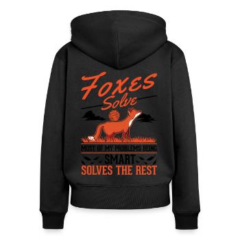 Renard Cadeau Renard Rouge - Sweat à capuche zippé Premium bio Femme - noir - Dos - Julia (174cm)