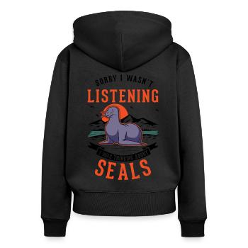 Seal Gift Sea Lion Seal Sea Lion - Women's Premium Organic Zip Hoodie - black - Back - Julia (174cm)