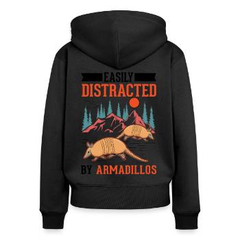 Easily distracted by Armadillo's Armadillo - Women's Premium Organic Zip Hoodie - black - Back - Julia (174cm)