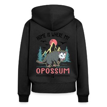 Zuhause is wo mein Opossum ist Possum - Frauen Premium Bio Zip Hoodie - Schwarz - Hinten - Julia (174cm)