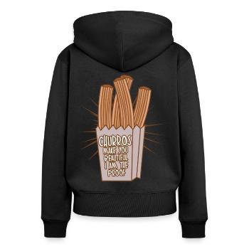 Churros Churro Churrería - Sweat à capuche zippé Premium bio Femme - noir - Dos - Julia (174cm)