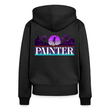 House Painter Decorator Retro 80s - Women's Premium Organic Zip Hoodie - black - Back - Julia (174cm)