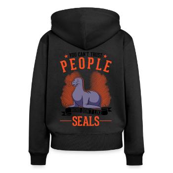Robbe Geschenk Seelöwe Seehund Sea Lion - Frauen Premium Bio Zip Hoodie - Schwarz - Hinten - Julia (174cm)