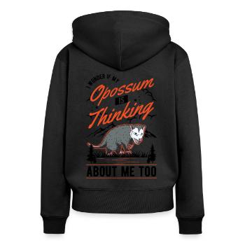 Opossum cadeau opossum marsupial - Sweat à capuche zippé Premium bio Femme - noir - Dos - Julia (174cm)
