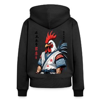 Samurai Ronin Kanji Streetwear Design - Women's Premium Organic Zip Hoodie - black - Back - Julia (174cm)