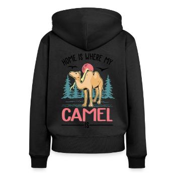 Home is where my camel is Egypt dromedary - Women's Premium Organic Zip Hoodie - black - Back - Julia (174cm)