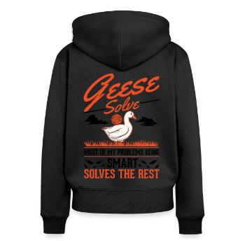 Geese Gift, Goose Lover, Goose Breeder - Women's Premium Organic Zip Hoodie - black - Back - Julia (174cm)
