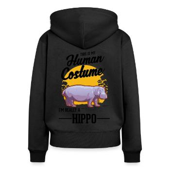 Déguisement Hippopotame Hippopotame Halloween - Sweat à capuche zippé Premium bio Femme - noir - Dos - Julia (174cm)