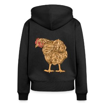 Huhn Federvieh Geflügel Bauernhof Vogel Eier Bio - Frauen Premium Bio Zip Hoodie - Schwarz - Hinten - Julia (174cm)