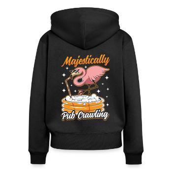 Crawled Pub Crawl Alcohol Drinking - Frauen Premium Bio Zip Hoodie - Schwarz - Hinten - Julia (174cm)