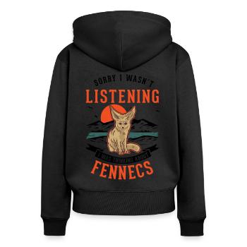 Fennec Cadeau Renard du Désert Fennec - Sweat à capuche zippé Premium bio Femme - noir - Dos - Julia (174cm)