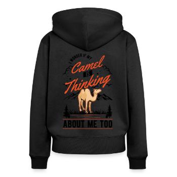 Camel Gift Dromedary Camel Large Camel - Women's Premium Organic Zip Hoodie - black - Back - Julia (174cm)