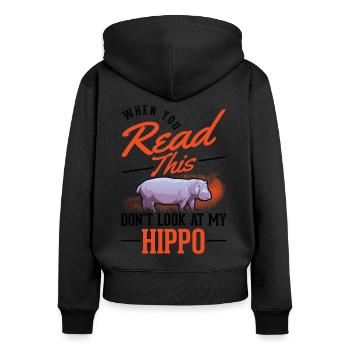 Hippo Lover Hippo Hippo Hippo - Women's Premium Organic Zip Hoodie - black - Back - Julia (174cm)